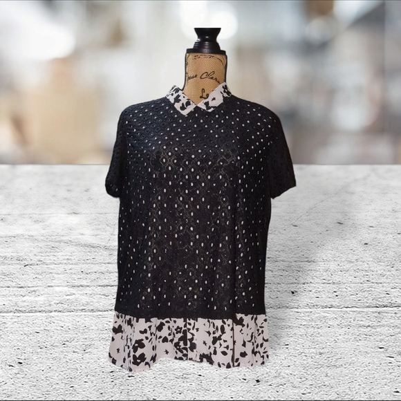 Elle eyelet mock layered top size L - Picture 5 of 14